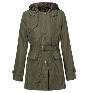 Belted Faux Fur Lined Winter Jacket (S)